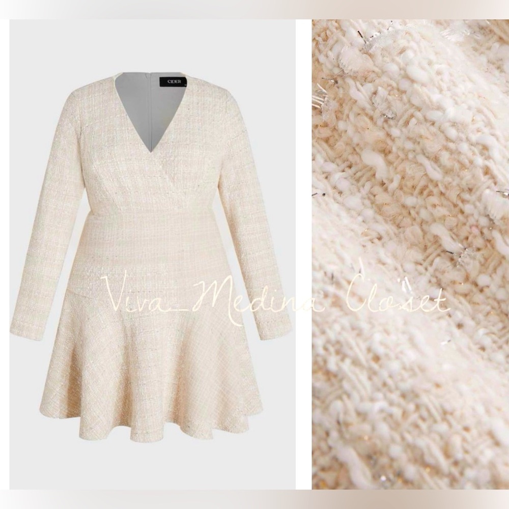 🔴SOLD CIDER TWEED LONG SLEEVE MINI WARM DRESS